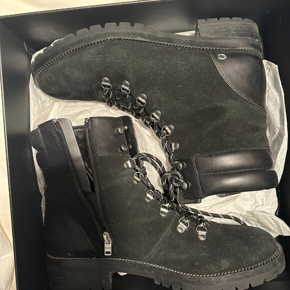 COACH Boot Lorren - Black Suede Lace-up SZ 10 - Picture 1 of 5